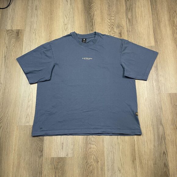 G-Star RAW Shirt Mens XL Blue Oversized Fit Just The Product Logo Tee Crewneck - Picture 1 of 10